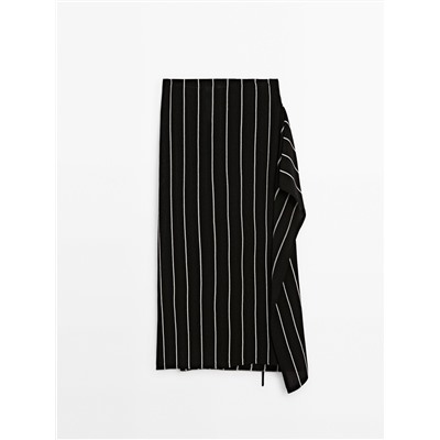 Striped knit co-ord skirt with tie