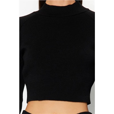 Black Crop Basic Triko Alt-Upper Team Twoaw24au00024