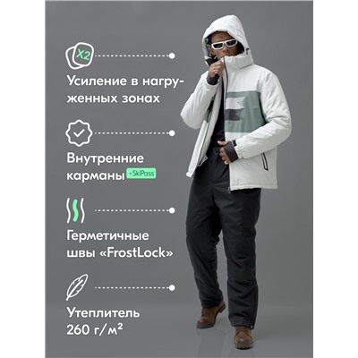 Горнолыжный костюм мужской зимний белого цвета 370Bl
