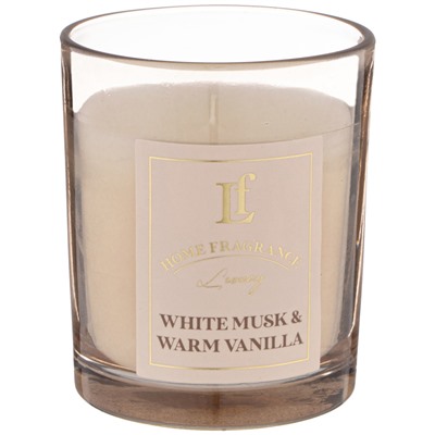 СВЕЧА АРОМАТИЗИРОВАННАЯ В СТАКАНЕ "WHITE MUSK & WARM VANILLA" 6*7,5 СМ