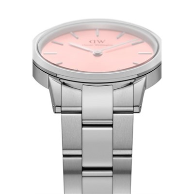 Reloj de cuarzo de acero Iconic Link - 36 mm - Plateado y rosa