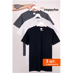 Мужская базовая футболка из хлопка 3 шт. Happyfox