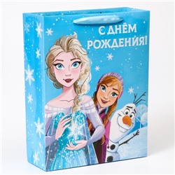 Пакет подарочный «С днём рождения»,31х40х11 см, упаковка, Холодное сердце