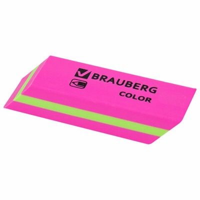 Ластик BRAUBERG "Color", 55х15х13 мм, прямоугольный, скошенный, яркие цвета ассорти, 272671
