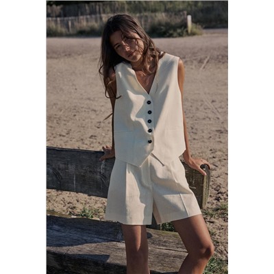 TAILORED LINEN BLEND WAISTCOAT