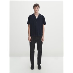 Camisa punto estructura jacquard manga corta