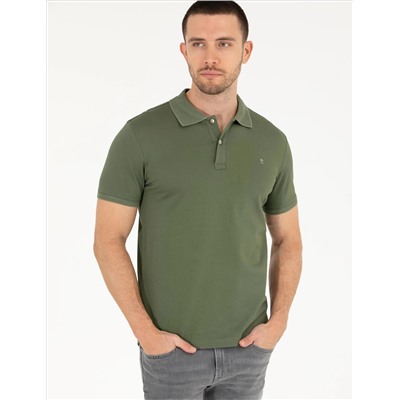 Хаки Slim Fit Polo Yaka Mercerized T -For