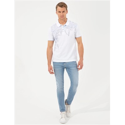 Белая стройная печать Polo Yaka T -For