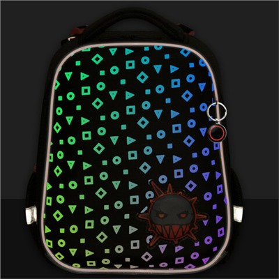 Ранец BRAUBERG LUMINOUS, 2 отделения, с брелоком, "Danger", СВЕТЯЩИЙСЯ РИСУНОК, 38х29х16 см, 272069
