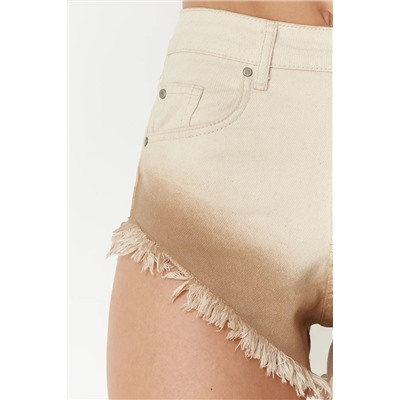 Ekru Degrade Patchered Denim Tassel Denim 100 %Cotton Beach Short TBESS24SR00004
