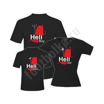 Футболки для семьи "Hell boy / girl / baby" halloween