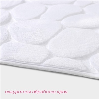 Коврики для ванной и туалета Доляна «Галька», 2 шт, 39×50, 50×80 см, цвет белый