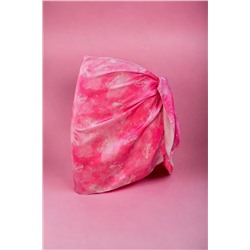 Короткое атласное женское пляжное платье-парео с рисунком Барби