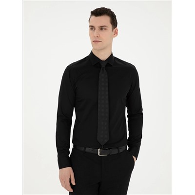 Черный бывший Slim Fit Основная рубашка с длинным рукавом