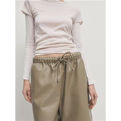 Pantalón culotte piel napa