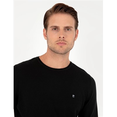Black Slim Fit Bike Neck Basic вязаный свитер