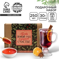 Набор для приготовления глинтвейна «Новый год подарит счастье»: специи, бокал, крем мед