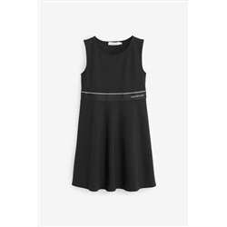 Calvin Klein Logo Tape Sleeveless Black Dress