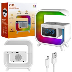 Портативная акустика с беспроводной зарядкой RGB G30 (белая)