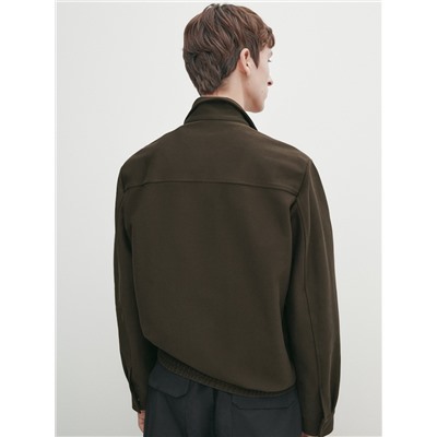 Chaqueta bomber sarga cuello camisero