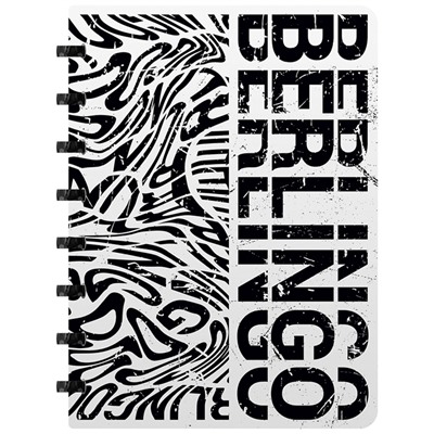 Бизнес-тетрадь А5+, 80л., Berlingo "Monochrome", клетка, на кольцах, с возм. замены блока, 80г/м2, пластик. обложка 700мкм, линейка-закладка