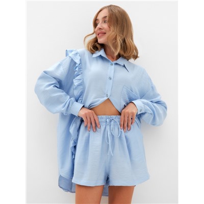Костюм женский (блузка, шорты) MINAKU: Casual Collection цвет голубой , р-р 48