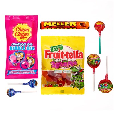 Новогодний набор с кондитерскими изделиями Chupa Chups, Fruittella и Meller, 201,4 г