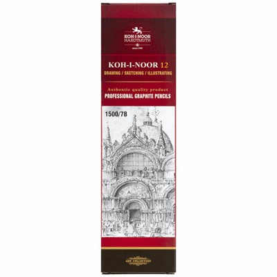 Карандаш чернографитный KOH-I-NOOR 1500, 1 шт., 7B, корпус желтый, заточенный, 150007B01170RU
