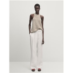 Pantalón ancho lino pinzas