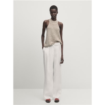 Pantalón ancho lino pinzas