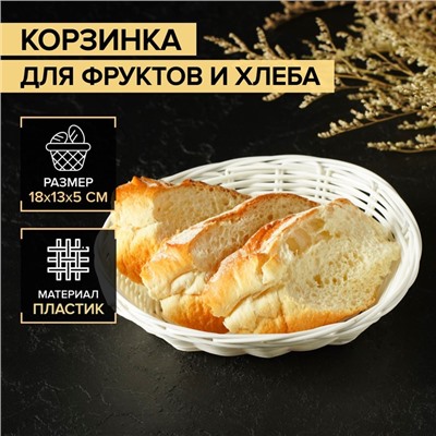 Корзинка для фруктов и хлеба Доляна «Молоко», 18×13×5 см, пластик, плётеная, белая