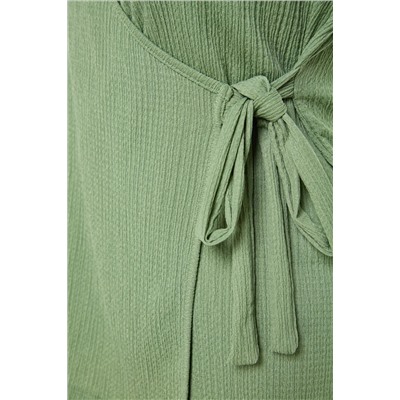 Dark Mint Cruve Binding Детальная вязаная блузка TBBSS23AH00126