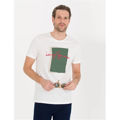 Ekru Slim Fit Printed Bike Bike T -For