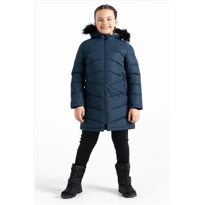 Dare 2b Girls Blue Striking III Hooded Long Line Jacket