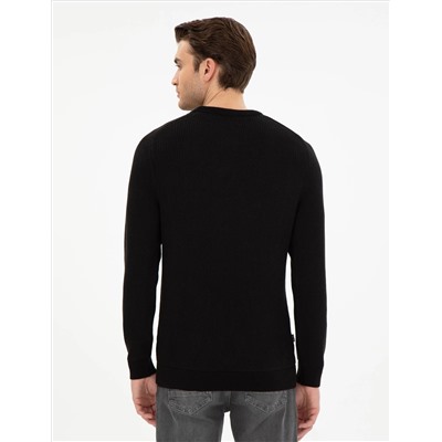 Black Slim Fit Bike Yaka Knitwear свитер