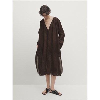 100% linen maxi oversize blouse