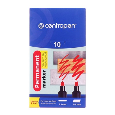 Маркер перманентный 5.0 мм Centropen 8510, линия 2,5 мм, цвет чёрный (стойкий к высыханию)