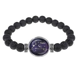 BSL-0323 Браслет из лавы 8мм Знаки Зодиака - Рыбы