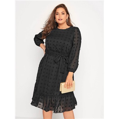 Симпатичное платье Plus Size из флокированного шифона на подкладе