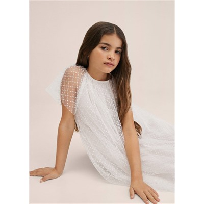 Vestido tul detalle lurex -  Niña | MANGO OUTLET España