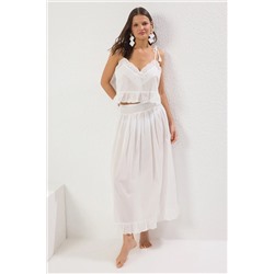 Ekru Weaving Brode Подробный 100 %хлопковая Bluge Skirt Set Tbess25au00042