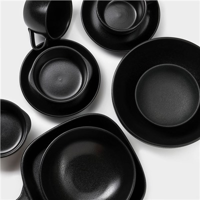 Блюдо для подачи Magistro Carbon, 200 мл, 11,5×10,3 см, керамика, набор 2 шт, чёрное