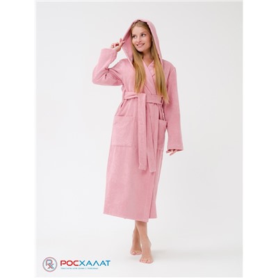 Женский халат с капюшоном пудрово-розовый МЗ-06 (102)