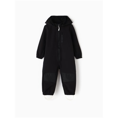 Комбинезон демисезонный для мальчиков MINAKU из Softshell на флисе, непромокаемый, чёрный, рост 128 см