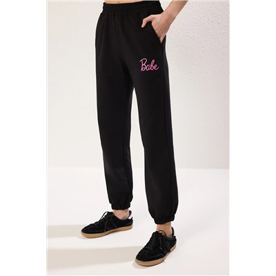 Black Slogan Printed Fit Brints Up-Up Set Twoss25au00098