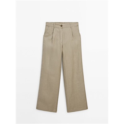 Pantalón lino wide leg