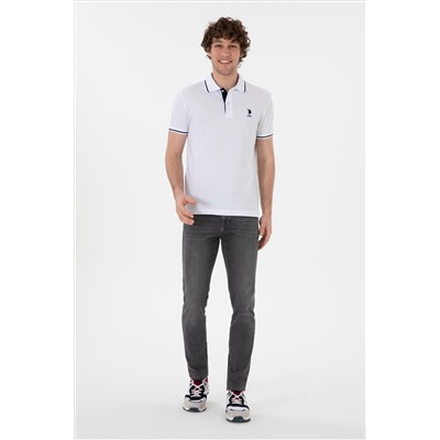 Мужская стройная посадка Polo Yaka White Basic T -Fish Surprise Discount в корзине