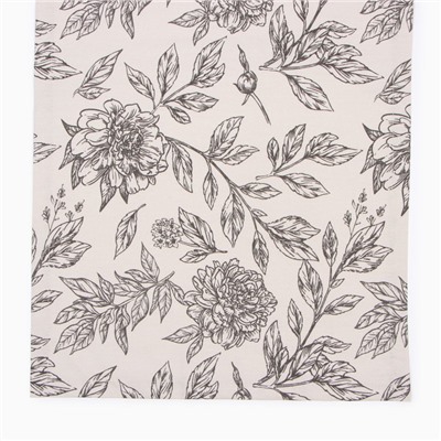 Дорожка на стол Этель Black flowers 40×149см, 100% хлопок, саржа 190 г/м², серая