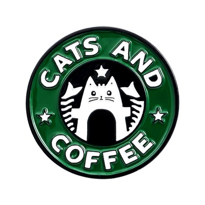 ZN140 Значок Cats and coffee, d.3см