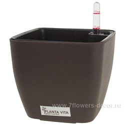 Кашпо PLANTA VITA "Square Matt espresso" с автополивом (пластик), 16х16хH13 см